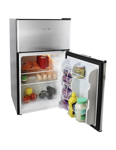 lot 52 image: MegaChef 3.2 Cu. Ft. 2-Door RefrigeratorFreezer - Silvertone