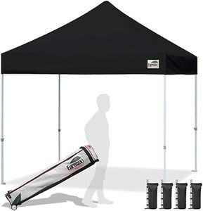 lot 42-BL image: USA Standard 10x10ft Patio Pop Up Canopy Tent for Outdoor Events Commercial Instant Canopies with Heavy Duty Roller Bag,Bonus 4 Canopy Sand Bags (Black)