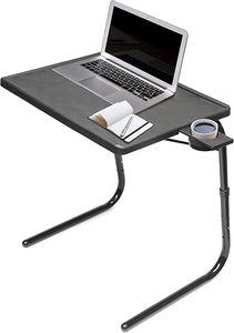 lot 54-BL image: TV Tray Table - Folding TV Dinner Tray, Couch Table Trays for Eating Snack Food, Stowaway Laptop Stand, Portable Bed Dinner Tray - Adjustable TV Table with 3 Angles, Cup Holder, Black