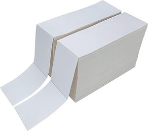 lot 132-BL image: 4000 Fanfold 4 x 6 Direct Thermal Labels, with Perforated line for Thermal Printers - Compatible with Zebra & Rollo Printer