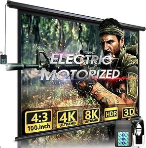 lot 217-OR image: Motorized Projector Screen - Indoor and Outdoor Movies Screen Electric Projector Screen WRemote Control (100 inch)