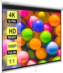 lot 220-BL image: Projector Screen Pull Down, 11 120 Inch Retractable Projection Screen, HD 4K Manual Pull Movie Screen for Home Theater, Cinema, Office (84x84 Inch White)