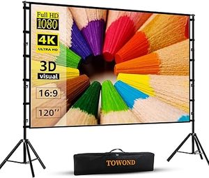 lot 221-OR image: Projector Screen and Stand,Towond 120 inch Outdoor Projection Screen, Portable 169 4K HD Rear Front Movie Screen with Carry Bag Wrinkle-Free Design for Home Theater Backyard Cinema