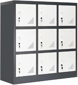 lot 277-BL image: Metal Locker Office Storage Locker Home Steel Locker School Storage Organizer, Storage Cabinet for Kids Students Employee (W9D) (Gray)