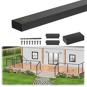 lot 281-BL image: 8FT Stainless Steel 304 Handrail Black, Rectangular Handrail Flat Top Rail with SS304 End Cap and POM Connecting Blocks for Indoor Outdoor Deck Stair Cable Railing System