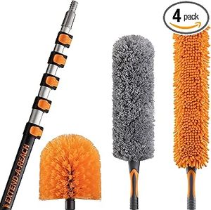 lot 287-BL image: 30 Foot High Reach Duster Kit with 5-24 ft Extension Pole  High Ceiling Duster Cleaning Kit with Telescopic Pole  Cobweb Duster  Feather Duster and Ceiling Fan Duster  The Ultimate Dusting Kit