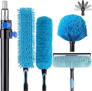 lot 293-BL image: 25 Foot High Reach High Ceiling Fan Cleaner Duster with 7-to-18 Foot Sturdy Light Weight Telescopic Extension Pole