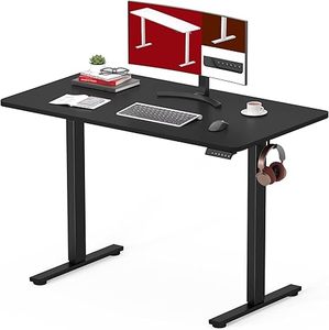 lot 345-OR image: Electric Standing Desk 40 x 24 Inches Whole-Piece Desktop Height Adjustable Stand Up Desk w6-Button Controller Ergonomic Computer Desk for Home Office, Black Frame  Black Tabletop