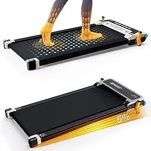 lot 52-BL image: 2 in 1 Walking Pad with Massage Function, Under Desk Treadmill with Incline, 330Lbs 2.5HP Walking Pad Treadmill for HomeOffice, with Remote Control