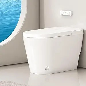 lot 263-BL image: Smart Toilet with Bidet Built in, Luxury One Piece Elongated Bidet Toilet with Auto Close & Flush, Foot Sensor to OpenCloseFlush, Heated Seat, Massage Wash, Night Light, Remote Control