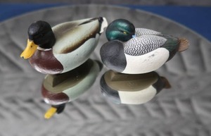 lot 8 image: 2 MINIATURE DUCKS UNLIMITED JETT BRUNET DECOYS