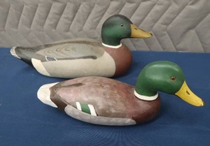 lot 16 image: 2 MALLARD DRAKE DECOYS