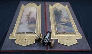 lot 117 image: ANTIQUE COPPER  BRASS DOOR KNOB AND WALL HANGINGS