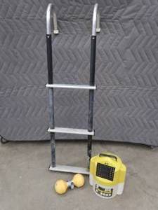 lot 79F image: LIVE BAIT BUCKET, MARKING BOUY, AND LADDER