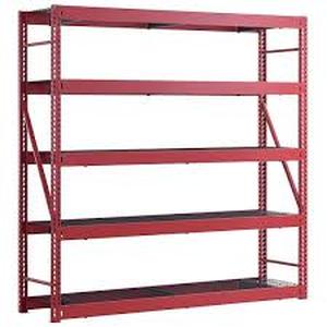 lot 8 image: Husky 5-Shelf Metal Industrial Duty Freestanding Garage Storage Shelving Unit in Red (90 in. W x 90 in. H x 24 in. D)  Customer Returns See Pictures
