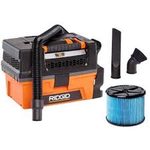 lot 16 image: RIDGID 3 Gal. 5.0 Peak HP NXT Shop Vacuum Wet Dry Vac with Filter, Expandable Locking Hose, Accessories and Pro Gear Attachment   Customer Returns See Pictures