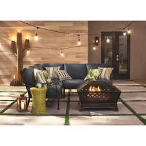 lot 18 image: Hampton Bay Tipton 34.00 in. W Rubbed Bronze Steel Wood Outdoor Fire Pit with Screen and Poker Included   Customer Returns See Pictures