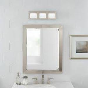 lot 37 image: Home Decorators Collection Alberson Collection 3-Light Brushed Nickel LED Vanity Light with Frosted Acrylic Shade Customer Returns See Pictures