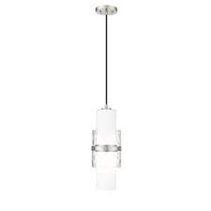 lot 38 image: Cayden 6.5 in 1-Light Brushed Nickel Shaded Pendant Light with Clear Plus Etched Opal Glass Shade, No Bulbs Included  Customer Returns See Pictures