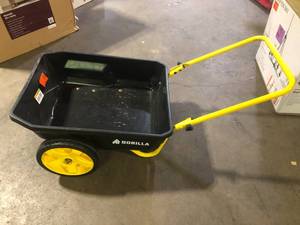 lot 22 image: GORILLA CARTS 4 cu. ft. Poly Utility Garden Cart, 300 lbs. Capacity, 12 in. No-Flat Tires, Extra-Wide Foldable Handle  Customer Returns See Pictures