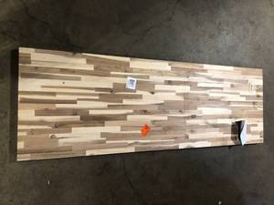 lot 35 image: Hampton Bay 6 ft. L x 25 in. D Unfinished Acacia Butcher Block Countertop in With Standard Edge   Customer Returns See Pictures
