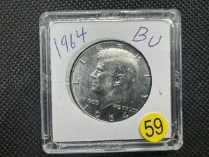 lot 59 image: 1964 90% Silver BU Kennedy Half Dollar --  Great Mint Luster