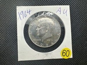 lot 60 image: 1964 90% Silver BU Kennedy Half Dollar --  Great Mint Luster