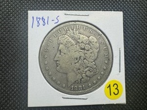 lot 13 image: 1881-S Morgan Silver Dollar
