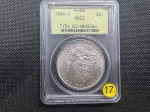 lot 17 image: 1884-O Morgan Silver Dollar PCGS MS63 Old Holder