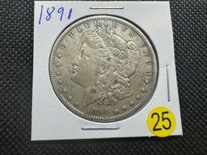 lot 25 image: 1891 Morgan Silver Dollar