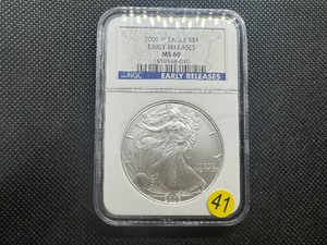 lot 41 image: 2006-W Early Releases 1 Oz. Silver American Eagle NGC MS69