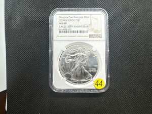 lot 44 image: 2016-S  30th Anniv. 1 Oz. Silver American Eagle NGC MS69