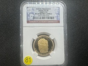lot 81 image: 2009 S $1 Tenth President John Tyler NGC PF 69 Ultra Cameo
