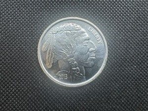 lot 92 image: 2013 One oz silver round Buffalo Design