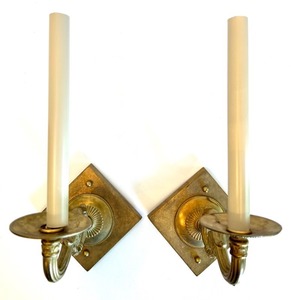 lot 59 image: Pair of Vintage Brass Candle Wall Sconces