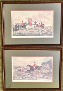 lot 142 image: Pair of Horse Hunting Scene Prints by H F Dendy Sadler with COA