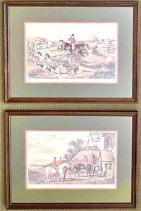 lot 143 image: Pair of Framed Vintage Hunting Prints - The Death & Returning From The Hunt with COA