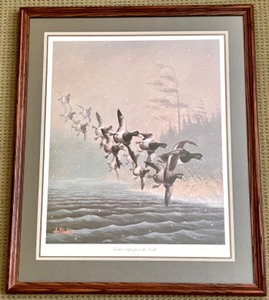 lot 144 image: Feathered Jets from the North by Les C. Kouba Framed Print