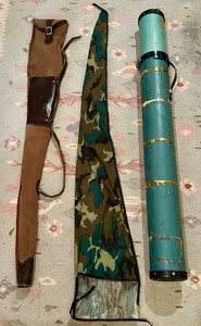 lot 22 image: Vintage Rod Caddy and Leather Rifle Sleeve