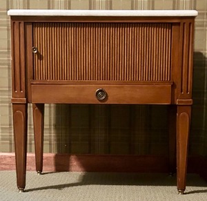 lot 102 image: Vintage Wooden Side Table with Marble Top