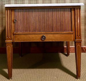 lot 103 image: Vintage Wooden Side Table with Marble Top