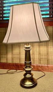 lot 105 image: Elegant Brass Stiffel Table Lamp with Fabric Shade
