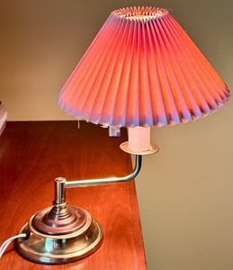 lot 122 image: Brass Table Lamp with Pleated Shades