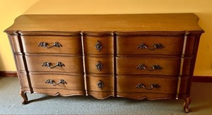 lot 126 image: Vintage Wooden Dresser with Ornate Handles