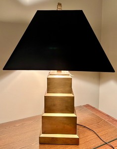 lot 145 image: Modern Geometric Table Lamp with Black Shade