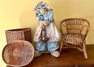 lot 154 image: Limited Edition Angel Bunny Figurine with Wicker Baskets and Chair Set