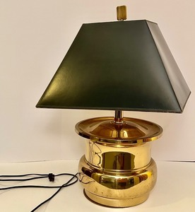 lot 156 image: Vintage Brass Table Lamp with Black Shade
