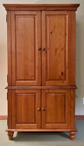 lot 157 image: Wooden Entertainment Armoire Cabinet with Double Doors