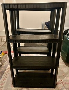 lot 179 image: Set of 2 Black Plastic Utility Shelving Units, 35x14x60 inches