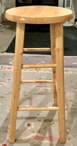 lot 182 image: Used Wooden Kitchen Stool with Natural Finish